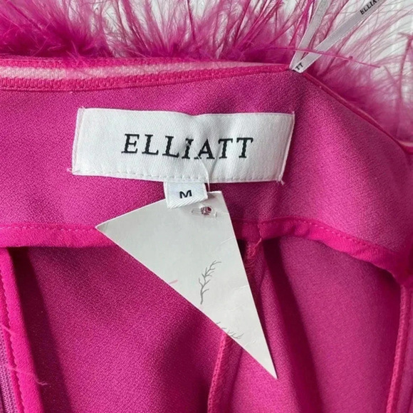 NWT‎ ELLIATT Paulina Pink Mini Dress Size Medium Feather Trim - Picture 7 of 10